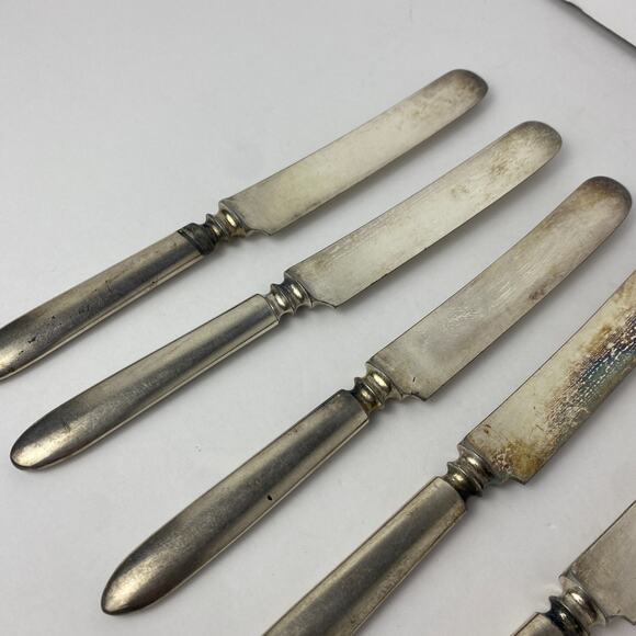 Antique JL Williams Lot of 6 Knives Quadruple Plate Silverplate Flatware - Picture 7 of 7